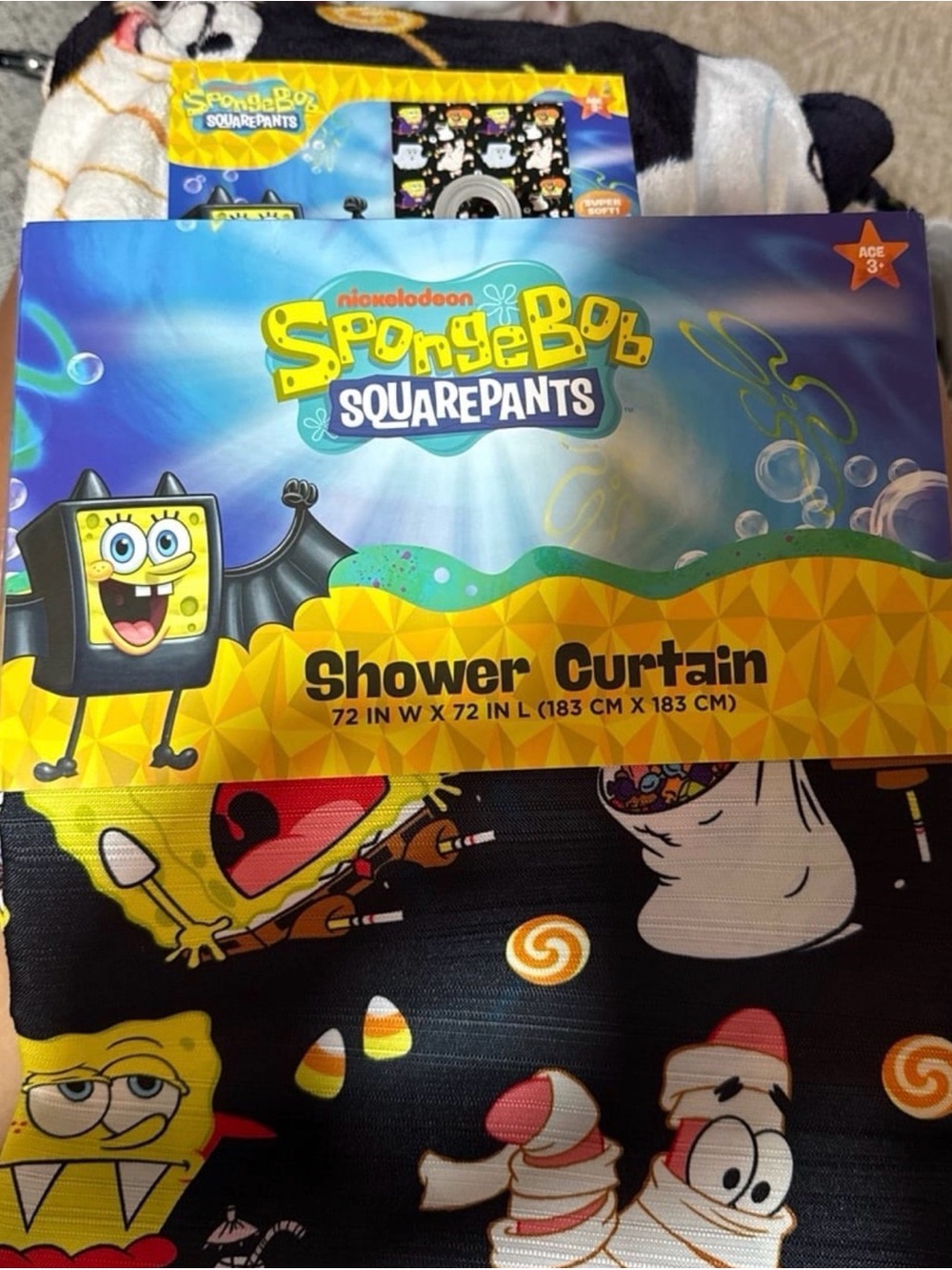 Nickelodeon SpongeBob SquarePants Halloween Black Shower Curtain
